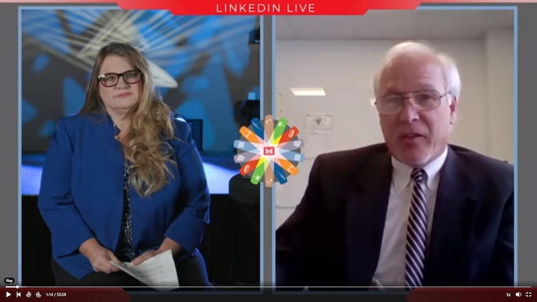 The U.S. Army Engineer Research and Development Center's Cold Regions Research and Engineering Laboratory Director Dr. Joseph Corriveau is interviewed by ERDC’s Shelley Tingle during ERDC’s LinkedIn Live event in June.