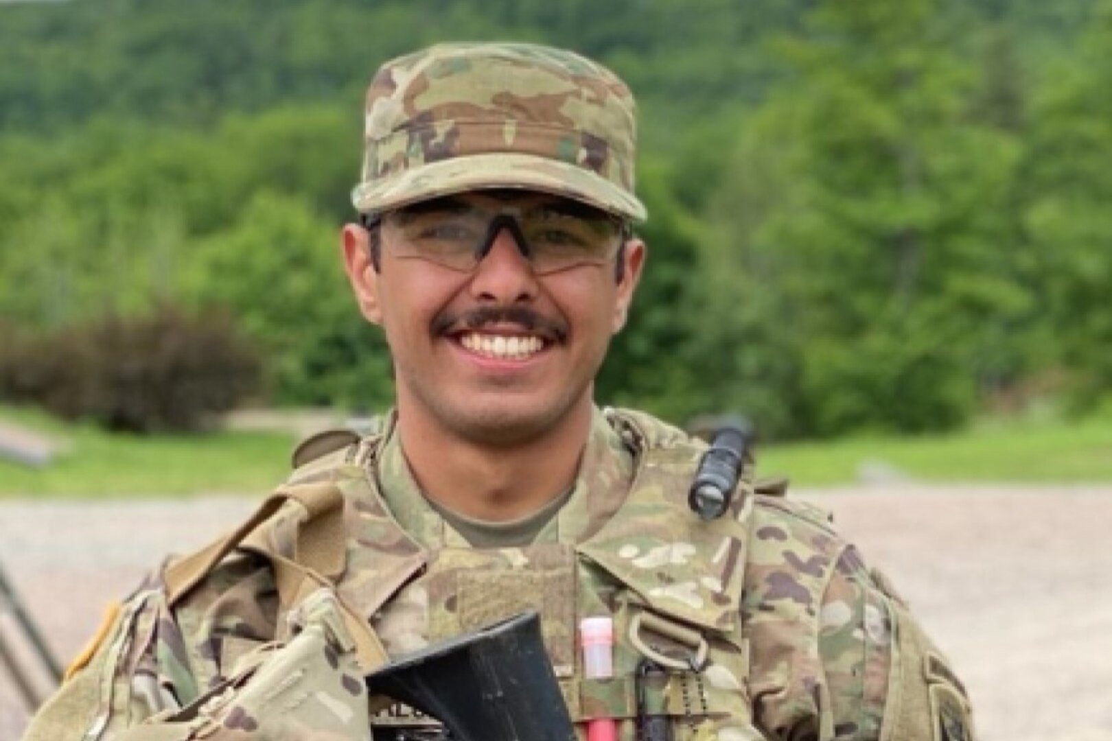 Spc. Ali Alahar poses for the camera during his annual training period.