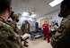 Lt. Gen. Robert Miller, Surgeon General of the Air Force and Space Force, speaks with Maj. Christianna, Hunter Medical Clinic commander.