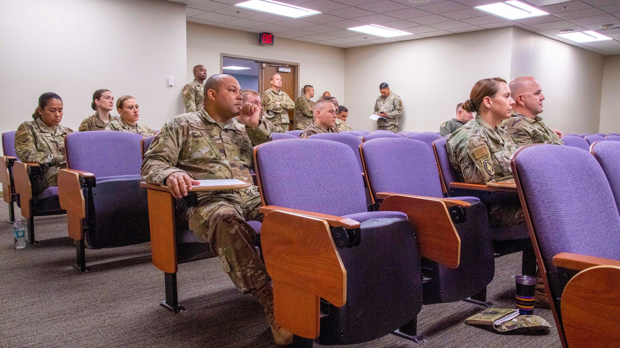 Airmen from the 6th Air Refueling Wing attend a mental health discussion panel at MacDill Air Force Base, Florida, July 13, 2021.