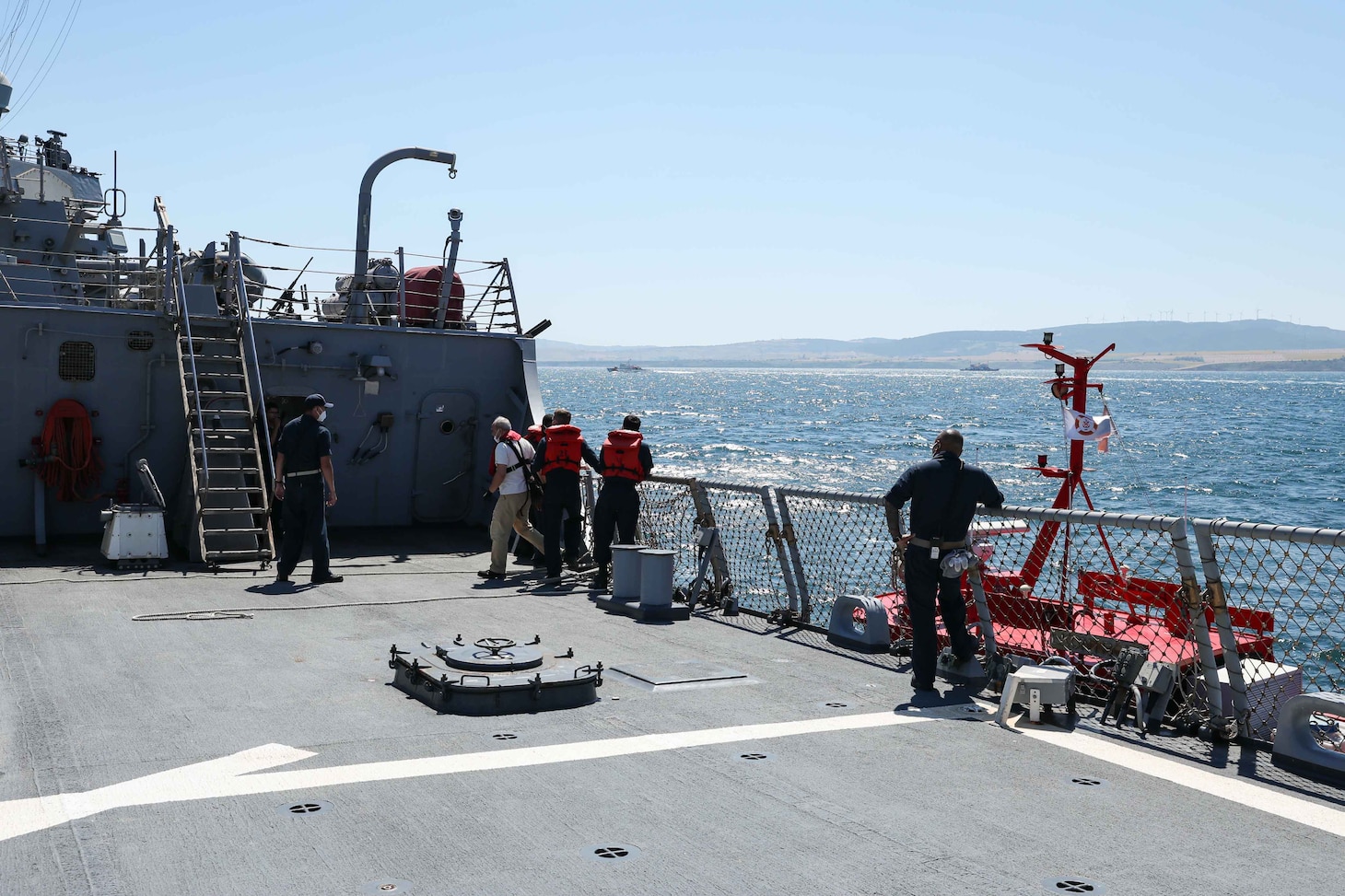 (July 16, 2021) The Arleigh Burke-class guided-missile destroyer USS Ross (DDG 71) transits to the Sea of Marmara, July 16, 2021. Ross, forward-deployed to Rota, Spain, is on patrol in the U.S. Sixth Fleet area of operations in support of regional allies and partners and U.S. national security interests in Europe and Africa.