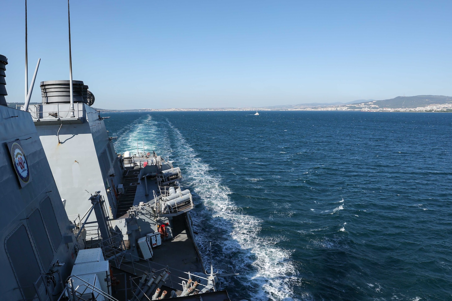(July 16, 2021) The Arleigh Burke-class guided-missile destroyer USS Ross (DDG 71) transits to the Sea of Marmara, July 16, 2021. Ross, forward-deployed to Rota, Spain, is on patrol in the U.S. Sixth Fleet area of operations in support of regional allies and partners and U.S. national security interests in Europe and Africa.