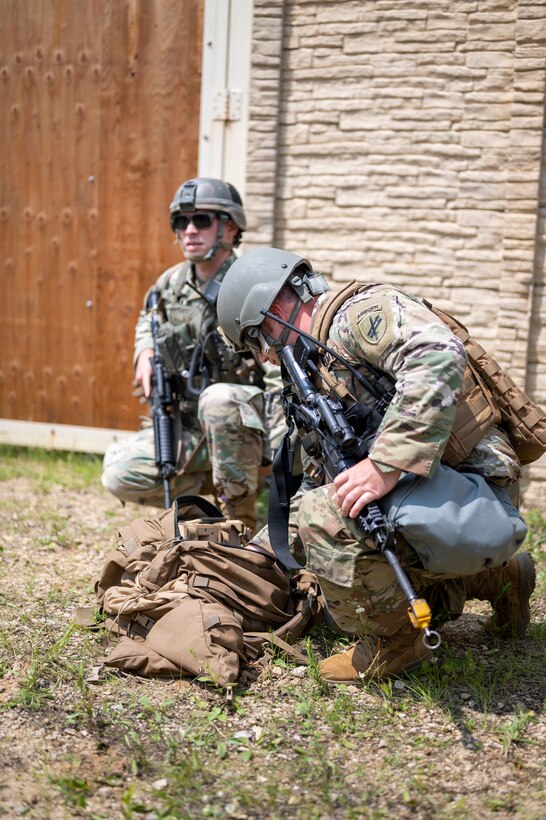 Staff Sgt. Ryan Beckman, a psychological operations specialist for the 13th Psychological Operations Battalion, 2nd Psychological Operations Group, U.S. Army Civil Affairs and Psychological Operations Command (Airborne), prepares a next generation loudspeaker system during equipment familiarization July 16, 2021, at Fort McCoy, Wis. The NGLS is an audio system that is modular and easily moved from location to location.