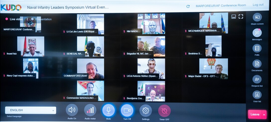 Maj. Gen. Tracy W. King, MARFOREUR/AF commander, and other maritime leaders attend the Naval Infantry Leaders Symposium- Africa (NILS-A) virtual conference at U.S. Army Garrison Panzer Kaserne, near Stuttgart, Germany, July 15, 2021.