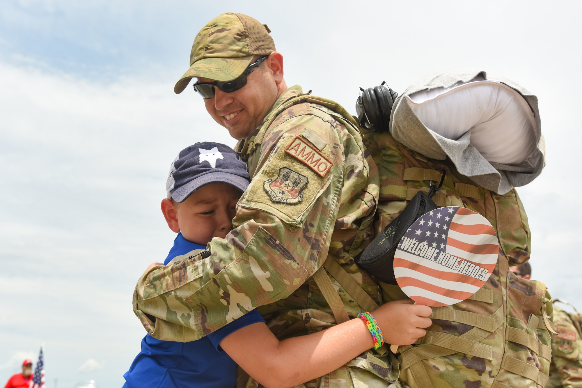 U.S. Air Force personnel recently deployed to Prince Sultan Air Base, Kingdom of Saudi Arabia, return home July 18, 2021 to the 169th Fighter Wing at McEntire Joint National Guard Base, South Carolina. "Swamp Fox" Airmen from the South Carolina Air National Guard’s 169th Fighter Wing were deployed to PSAB for the past three months to project combat power and help bolster defensive capabilities against potential threats in the region. (U.S. Air National Guard photo by Tech. Sgt. Megan Floyd, 169th Fighter Wing Public Affairs)