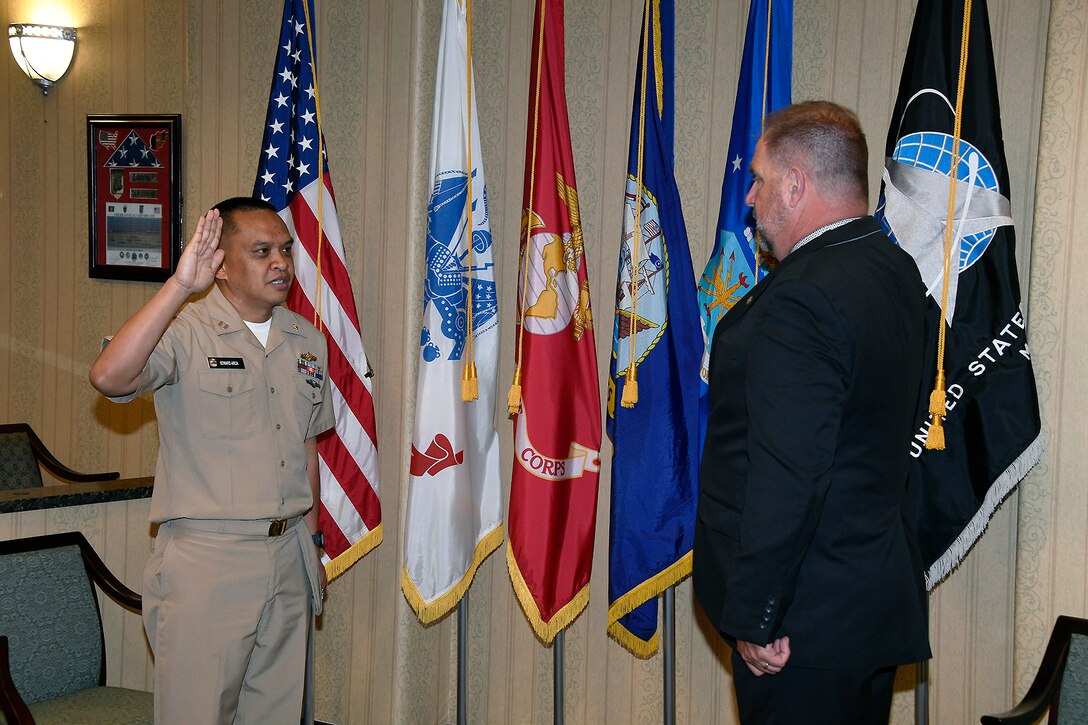 Navy Lt. being promoted.