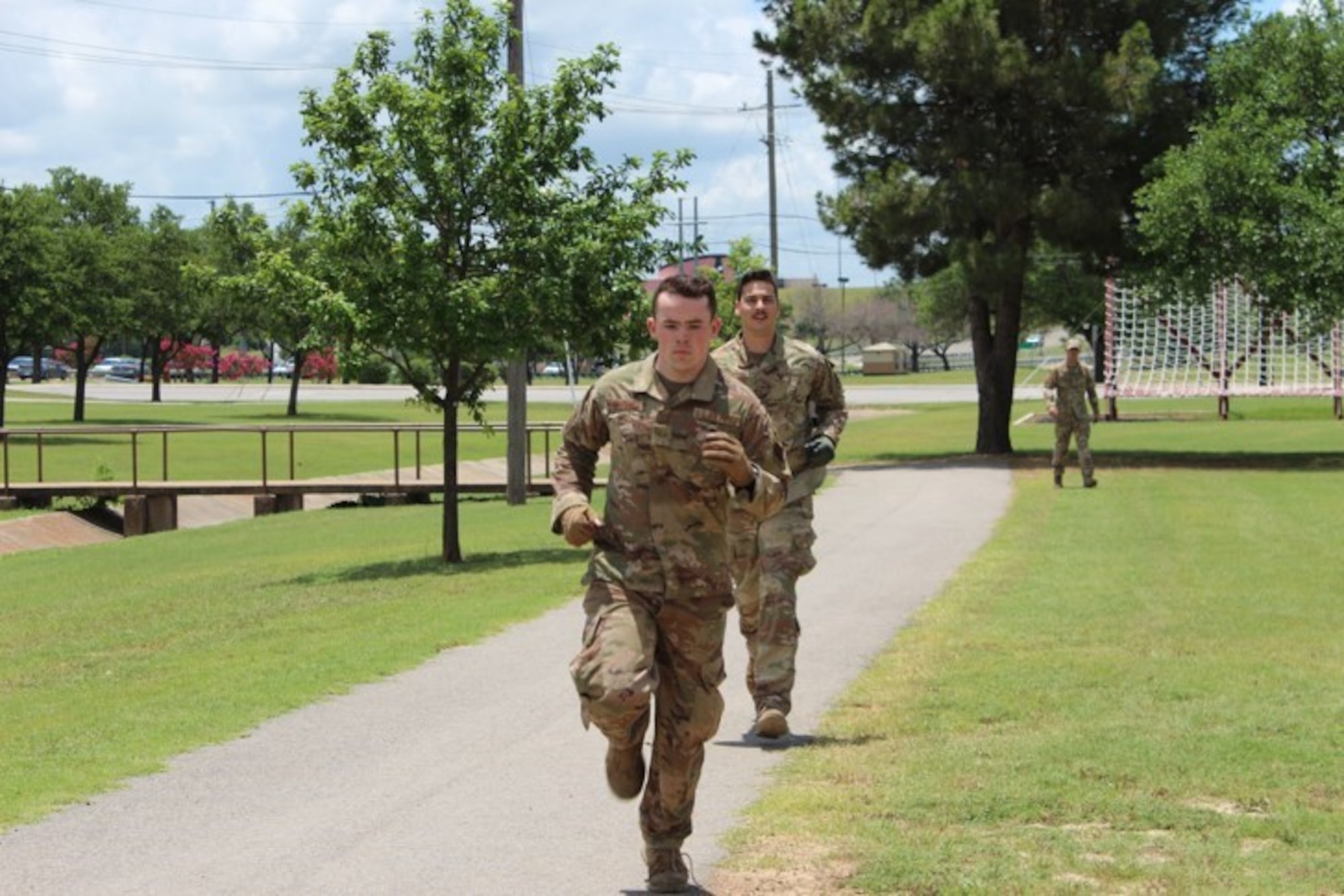 two men running