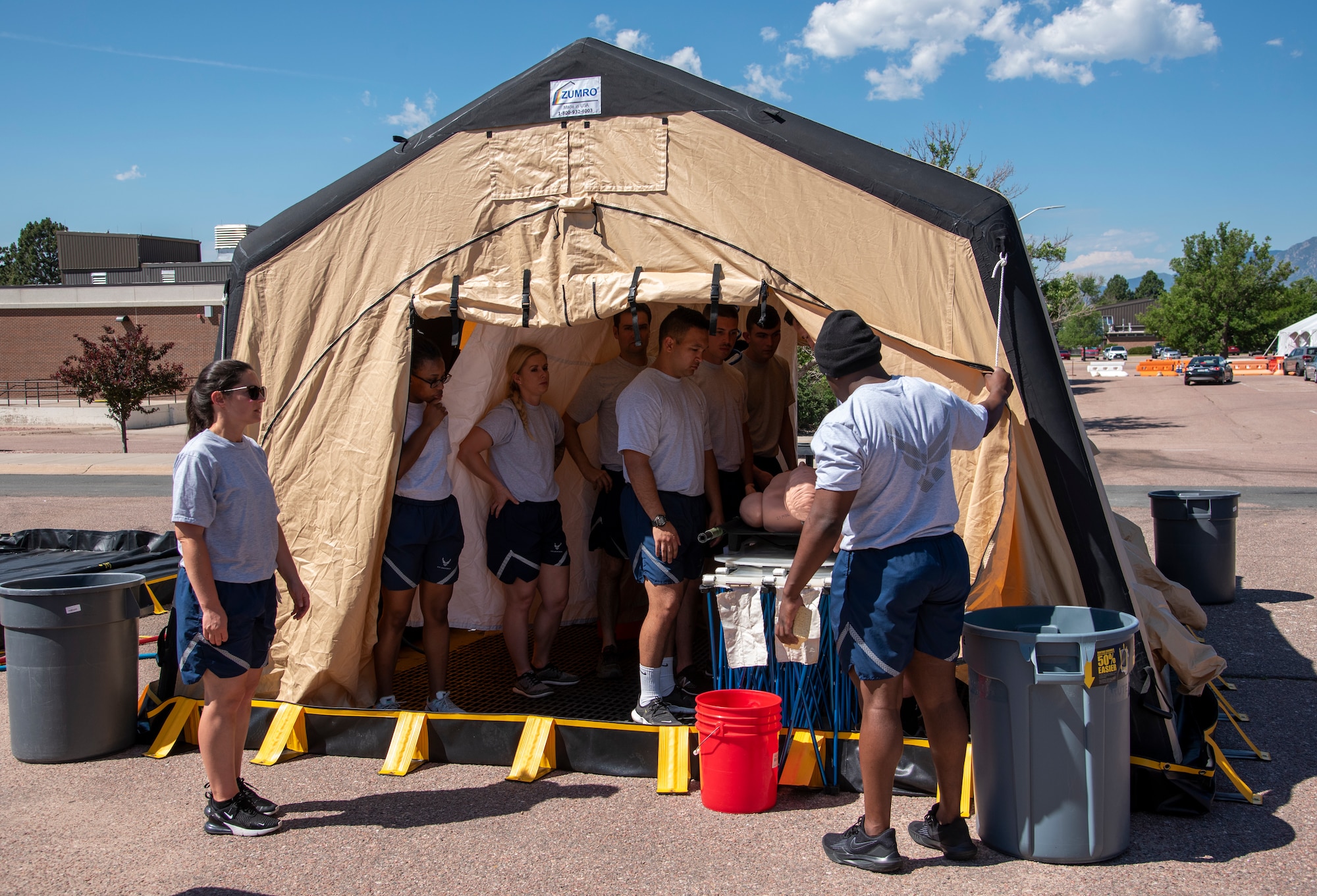 Airmen learn decontamination before exercise