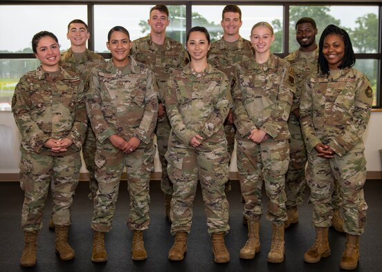 4th Force Support Squadron fitness assessment cell Airmen pose for a photograph at Seymour Johnson Air Force Base, North Carolina, July 8, 2021.