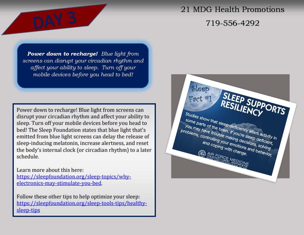 The Sleep Awareness Campaign graphic: Day 3
