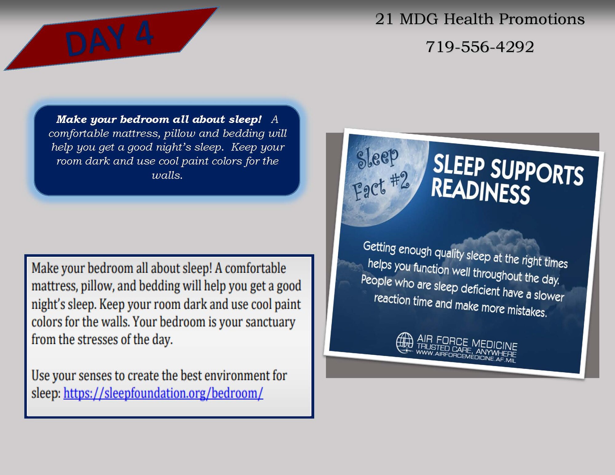 The Sleep Awareness Campaign graphic: Day 4