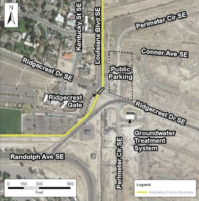 Graphic of map to Kirtland AFB Bulk Fuels Remediation Facility.