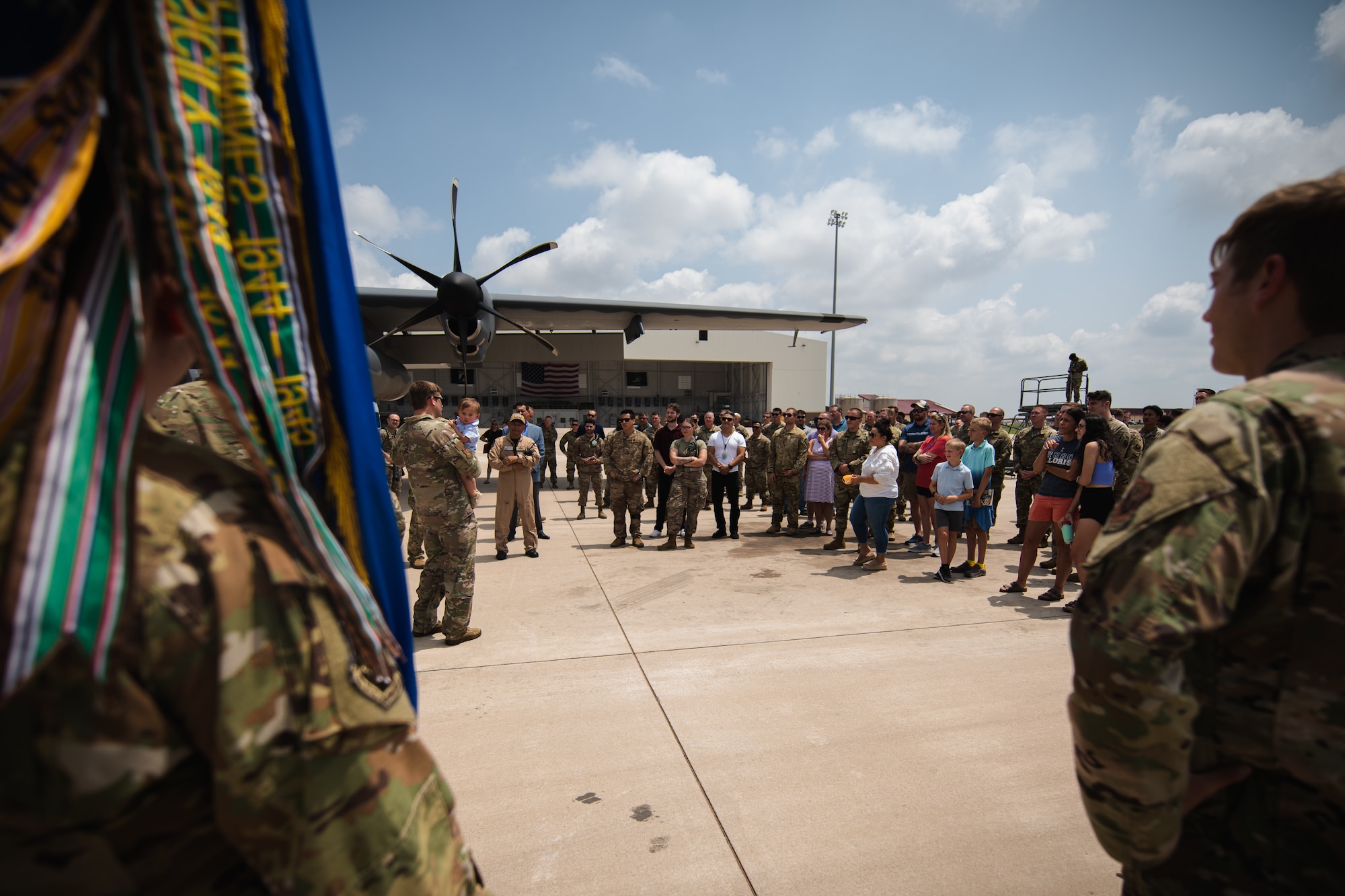 27th Special Operations Wing Airmen and families gather for a tour of the wing’s new AC-130J Ghostrider gunship at Cannon Air Force Base, NM, July 19, 2021. The arrival of Cannon’s AC-130J represents a significant expansion of AC-130 capacity as AFSOC structures for the future of Special Operations force generation models as Air Commandos adapt to near-peer power competition throughout global operations. (U.S. Air Force photo by Staff Sergeant Candin Muniz)