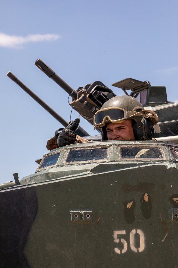 Cpl. Ryan Mayer, an assistant maintenance chief with 4th Assault Amphibian Battalion, 4th Marine Division, observes his surroundings at range 114 during Integrated Training Exercise (ITX) 4-21 at Camp Wilson, Marine Corps Air Ground Combat Center Twentynine Palms, California on July 20, 2021. ITX is the culmination of Marine Forces Reserve units’ training cycle as they participate in a live-fire, combined arms exercise as a part of an integrated Marine Air Ground Task Force. (U.S. Marine Corps photo by Lance Cpl. David Intriago)