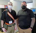 Jeremy Bullock, left, and his father, Brandon, on July 11, 2021, at the Maryland National Guard’s Freestate ChalleNGe Academy program at the Edgewood Arsenal of Aberdeen Proving Ground. Jeremy is attending the 18-month program for at-risk youth 20 years after his father graduated from the same program.