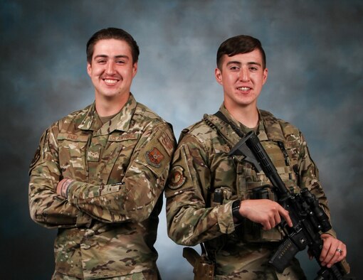 Air Force security forces twins portrait.
