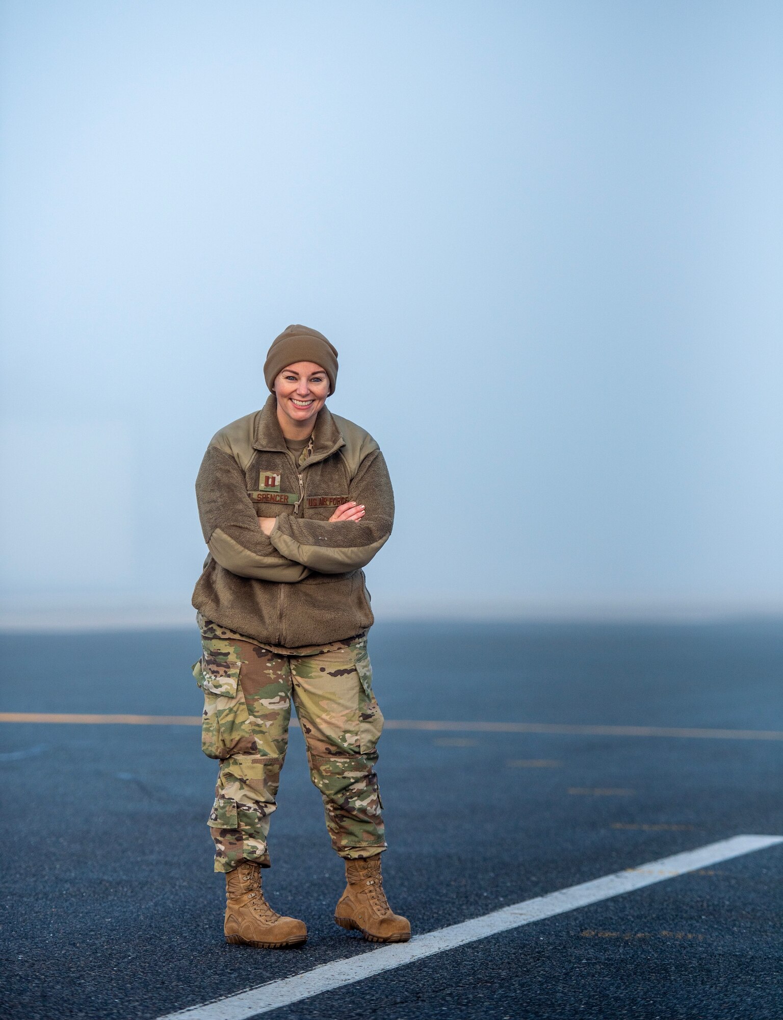 Capt. Katie Spencer, public affairs officer assigned to the 5th Bomb Wing at Minot Air Force Base, poses for a photo. (Courtesy photo from Capt. Katie Spencer)