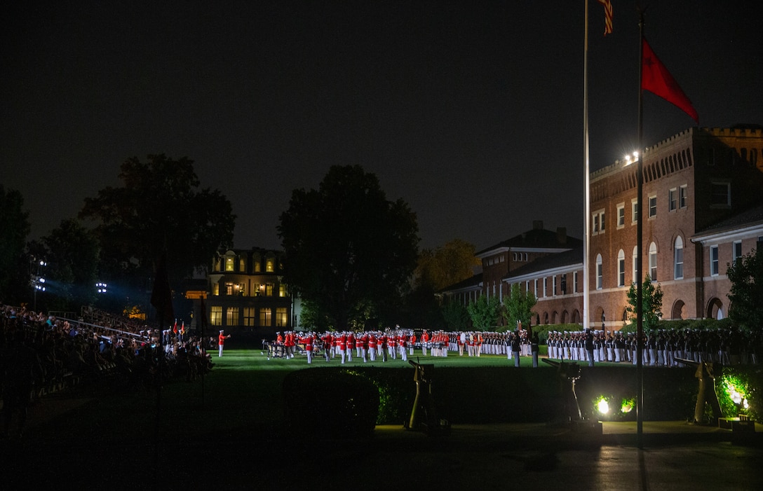Marines with Marine Barracks Washington conducted a Friday Evening Parade at Marine Barracks Washington, July 16, 2021.
