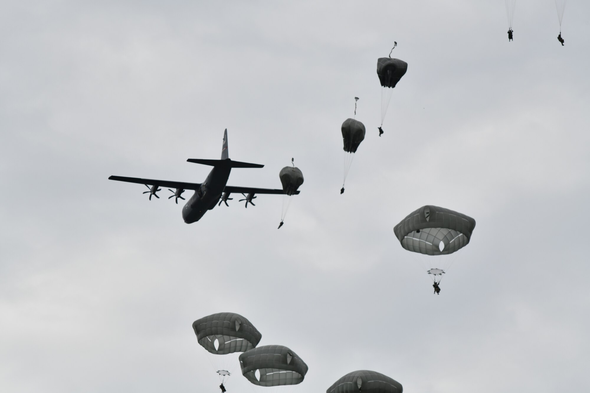 The 815th Airlift Squadron, or Flying Jennies, provided airdrop support for more than 1300 paratroopers from the 4th Infantry Brigade Combat Team Airborne, 25th Infantry Division for their jumps during a training exercise at Joint Base Elmendorf-Richardson, Alaska, July 13-16, 2021. They also dropped over 30,000 pounds of heavy equipment, completed more than eight hours of low-level tactical flight and more than 15 assault landings during the four-day training exercise. (U.S. Air Force photo by Master Sgt. Jessica Kendziorek)