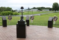 Family, friends and fellow Soldiers of three Pennsylvania National Guardsmen killed in Afghanistan in 2011 gathered at Fort Indiantown Gap to dedicate a memorial in their honor July 18. The dedication took place exactly ten years after the convoy carrying Staff Sgt. Kenneth VanGiesen, Staff Sgt. Brian Mowery, and Sgt. Edward Koehler III, all with the 131st Transportation Company, 213th Regional Support Group, Pennsylvania National Guard, was attacked with an improvised explosive device, killing all three and injuring two others. (U.S. Army National Guard photo by Staff Sgt. Zane Craig)