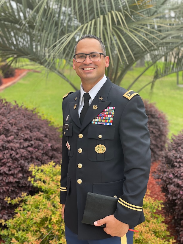 Army Master Sergeant David Montes Jr. poses for a photo in front of the Far East District headquarters building, prior to his commission at the Far East District Compound in Seoul, August 31, 2018.