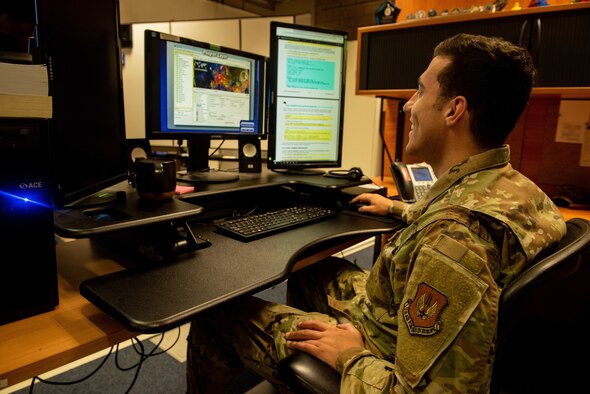 Airman uses workstation