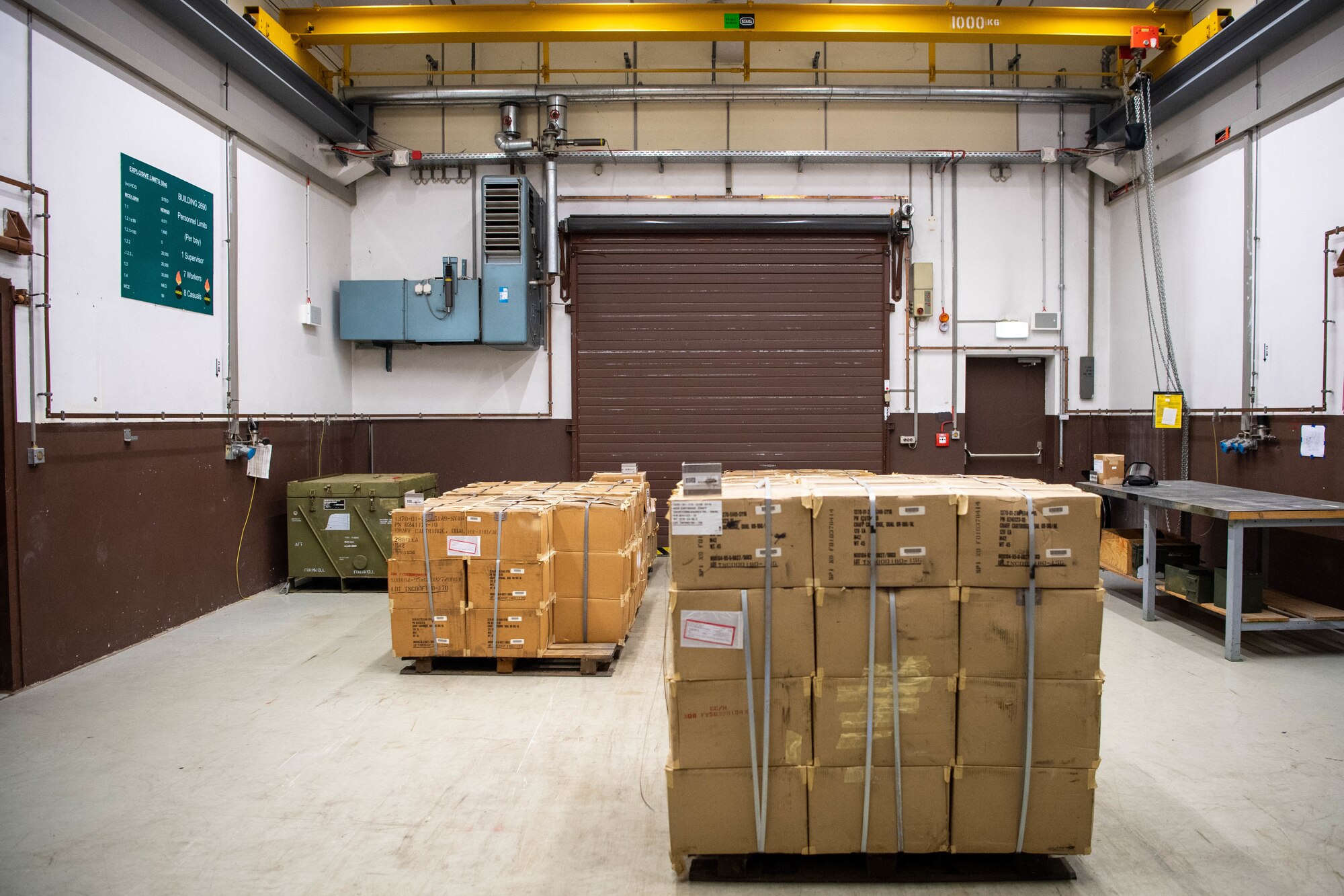 Boxes of chaff on pallets