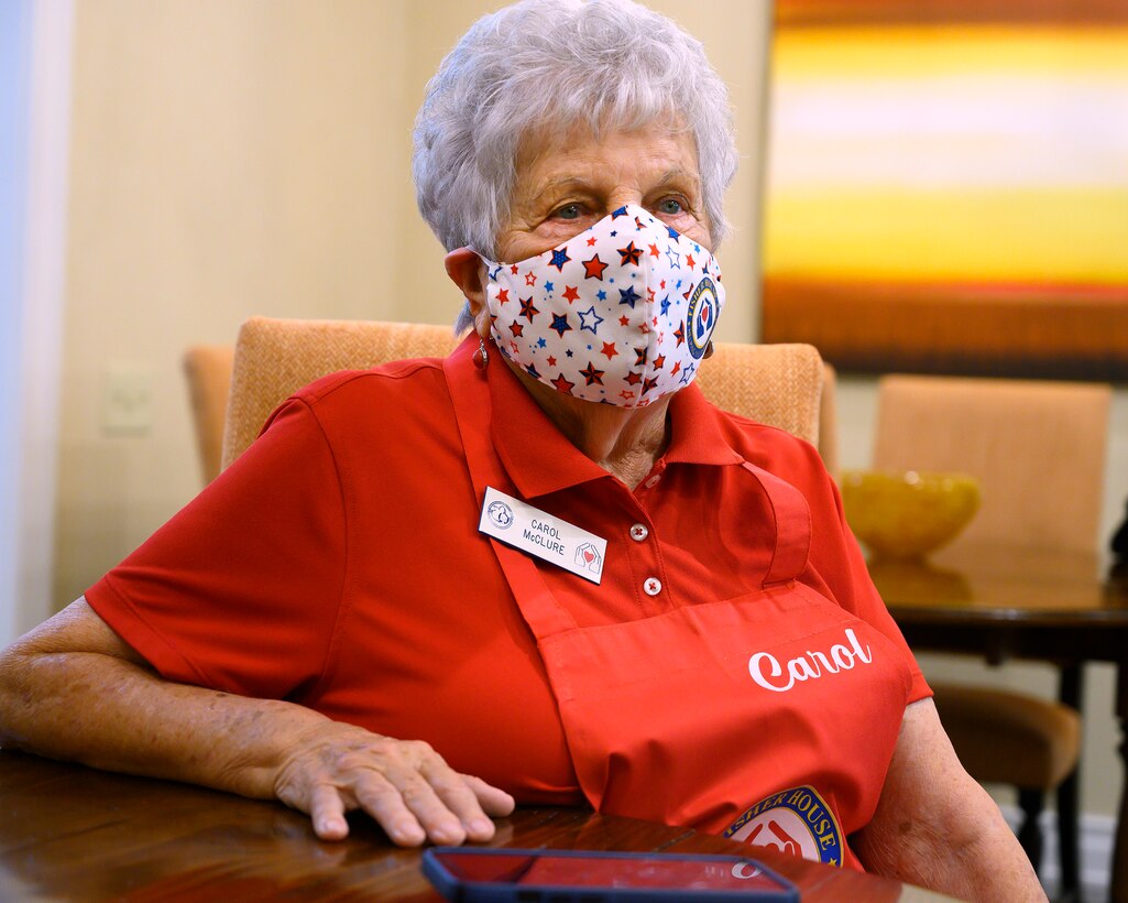 Carol McClure, pictured July 16 in the Fisher House on Wright-Patterson Air Force Base, was honored as the Air Force Fisher House Volunteer of the Year for 2021. (U.S. Air Force photo by R.J. Oriez)