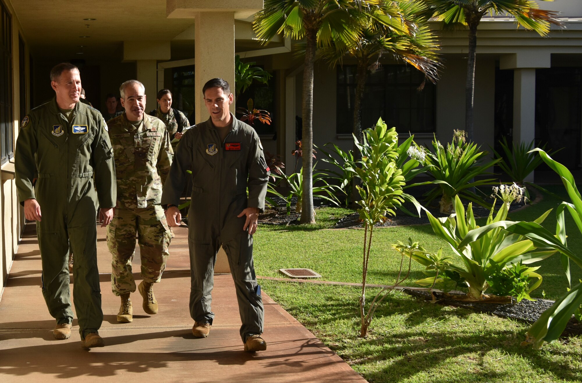 U.S. Air Force Lt. Gen. David A. Krumm, commander of Alaskan North American Aerospace Defense Command Region, Alaskan Command, and Eleventh Air Force, talks with Airmen assigned to the 15th Wing during a visit to Joint Base Pearl Harbor-Hickam, Hawaii, July 20, 2021.  Krumm visited several squadrons around the 15th Wing to gain an in-depth exposure to their unique mission and how the wing contributes to the Indo-Pacific region’s security and stability. (U.S. Air Force photo by Tech. Sgt. Anthony Nelson Jr.)