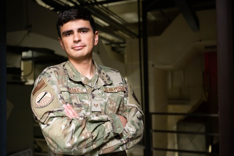 Senior Airman Bryce Kelley, 741st Maintenance Squadron missile maintenance operations controller, poses for a photo July 20, 2021, at Malmstrom Air Force Base, Mont.