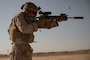 A U.S. Marine, with 2nd Battalion, 1st Marine Regiment, assigned to Special Purpose Marine Air-Ground Task Force – Crisis Response – Central Command (SPMAGTF-CR-CC), fires an M4 service rifle at a target during a Combat Marksmanship Program (CMP) range in the Kingdom of Saudi Arabia, June 11, 2021. The CMP range allows Marines to maintain rifle proficiency by engaging targets at various distances. The SPMAGTF-CR-CC is a crisis response force, prepared to deploy a variety of capabilities across the region. (U.S. Marine Corps photo by Lance Cpl. Willow Marshall)