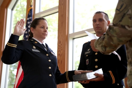 Cpt. Cassandra Schwartz becomes the first Missouri National Guard Female Chaplain on July 07, 2021 at ISTS in Jefferson City, Missouri.