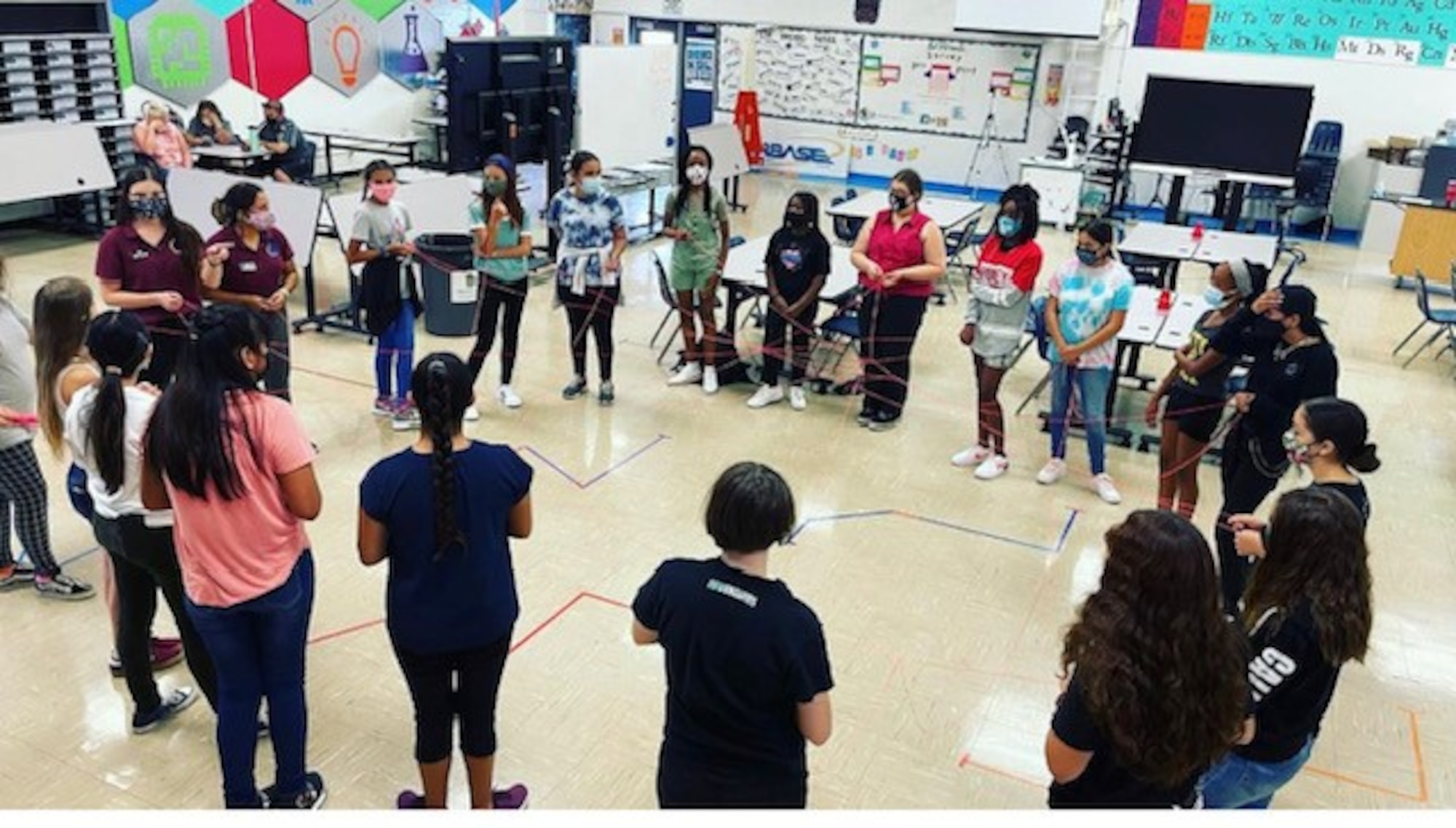 STARBASE Edwards students work on a class project inside the STARBASE classroom. (Photo courtesy of STARBASE Edwards)