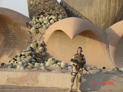 Lt. Col. Steve Wilson poses for a photo in Iraq, September 25, 2004. Wilson was the first liaison to accompany the Mongolian Armed Forces on a deployment during the Global War on Terrorism as part of the state partnership program. The SPP is a program that links a state’s National Guard with the armed forces or equivalent of a partner country in a cooperative, mutually beneficial relationship. (Courtesy photo)