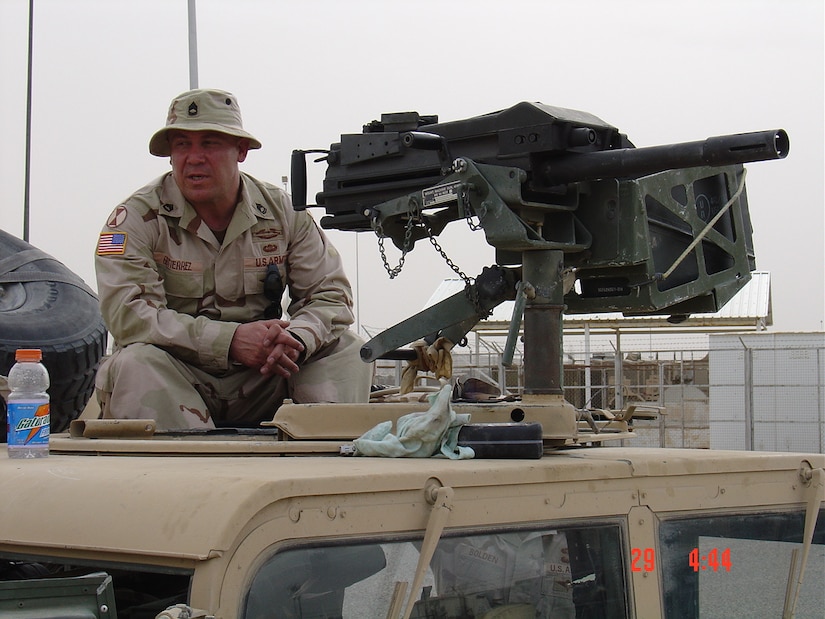 Sgt. 1st Class Ramone Gutierrez poses for a photo in Iraq, April 29, 2004. Gutierrez was the first liaison to accompany the Mongolian Armed Forces on a deployment during the Global War on Terrorism as part of the state partnership program. The SPP is a program that links a state’s National Guard with the armed forces or equivalent of a partner country in a cooperative, mutually beneficial relationship. (Courtesy photo)