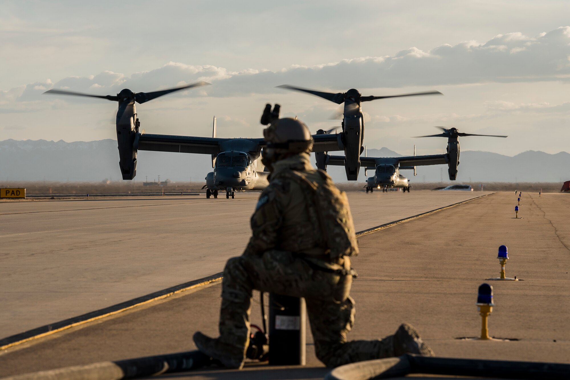 A Forward Area Refueling Point Airman assigned to the 27th Special Operations Mission Support Team provides perimeter security during the 27th Special Operations Wing operational readiness exercise at Dugway Proving Grounds, Utah, March 22, 2021. The Mission Support Team concept provides a way forward in building small, scattered teams capable of operating independent of main operating bases. (U.S. Air Force photo by Senior Airman Vernon R. Walter III)