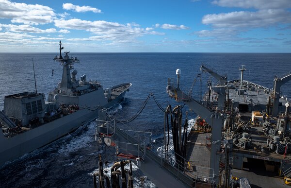 210719-N-N1109-004 210719-N-N1109-004 CORAL SEA (July 25, 2021) - USNS Rappahannock (T-AO 204), right, resupplies ROKS Wang Geon (DDH-978), a Republic of Korea Navy Chungmugong Yi Sun-sin-class destroyer in the Coral Sea, July 19, 2021, as part of Talisman Sabre 21. This is the ninth iteration of Talisman Sabre, a large-scale, bilateral military exercise between Australia and the United States involving more than 17,000 participants from seven nations. The month-long, multi-domain exercise consists of a series of training events that reinforce the strong U.S.-Australian alliance and demonstrate the U.S. military’s unwavering commitment to a free and open Indo-Pacific. (Photo by Third Officer Brandon Feinberg)