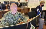 OEIRAS, Portugal (June 01, 2021) - Lt. Noah Furgerson stands watch as the Battle Watch Captain for Commander Task Force 154 (CTF-154) at the Naval Striking and Support Forces NATO (STRIKFORNATO) Joint Operations Center during exercise At-Sea Demonstration/Formidable Shield 21 (ASD/FS21). ASD/FS, conducted by STRIKFORNATO on behalf of U.S. Sixth Fleet, is a live-fire integrated air and missile defense (IAMD) exercise that improves Allied interoperability using NATO command and control reporting structures. (U.S. Navy photo by MC1 Anna-Liesa Hussey)