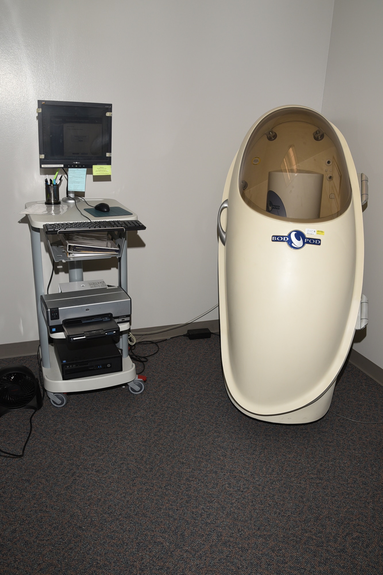 Bod Pod sits in a room