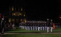 Marines with Alpha Company, Marine Barracks Washington conduct “pass in review” during the Friday Evening Parade at MBW, July 23, 2021.