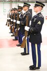 Soldiers practice drill and ceremony during the intensive Army National Guard Military Funeral Honors Level 2 course. Soldiers from seven different states participated in the 80-hour course held July 11-24 at Fort Indiantown Gap, Pa.