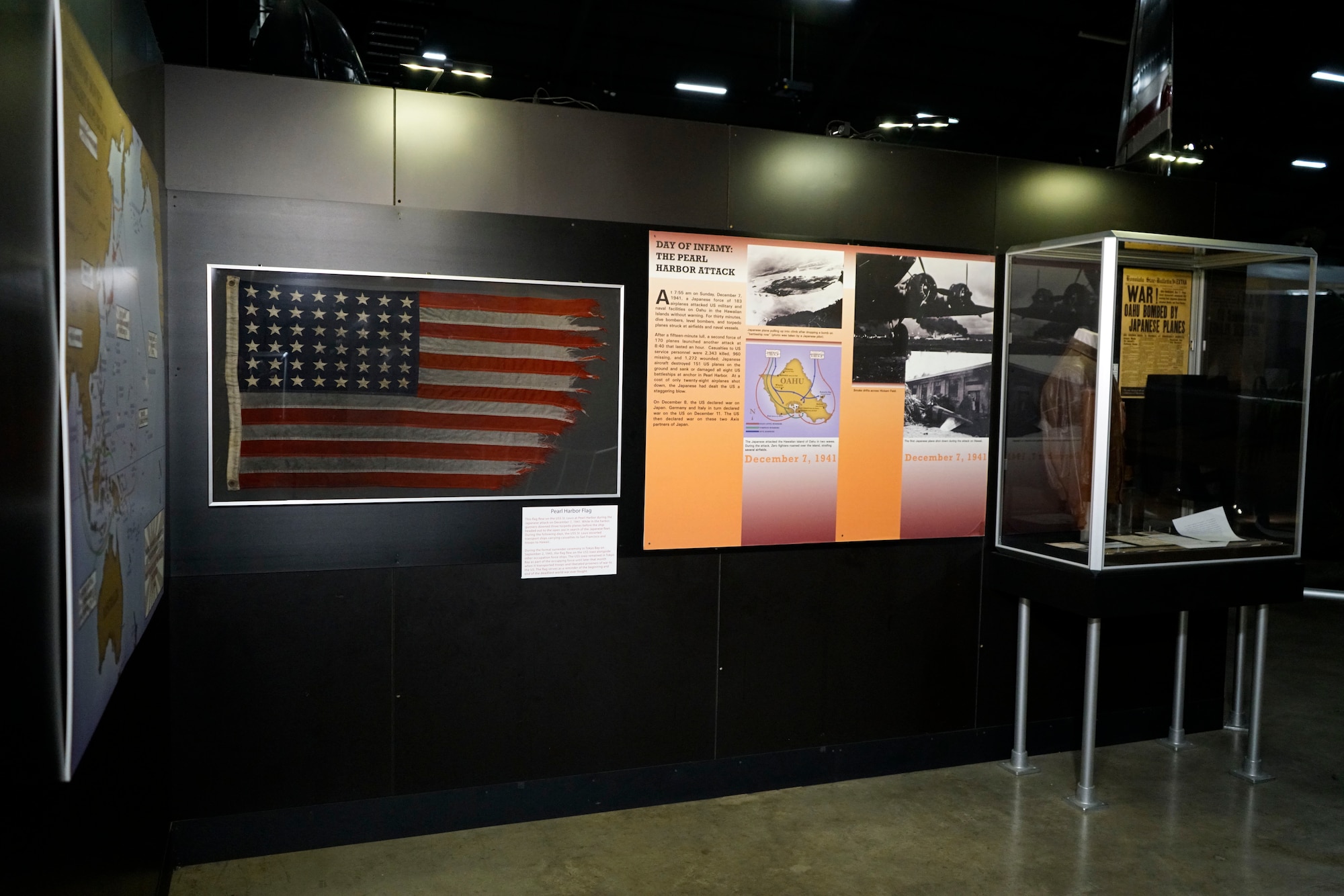 This flag was flown on the U.S.S. St. Louis at Pearl Harbor on Dec. 7, 1941, the day of the Japanese attack