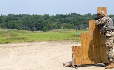 LaSalle County, Illinois, leaders watch a capabilities demonstration at the upgraded Automated Record Fire Range at the Marseilles Training Center in Marseilles, Illinois, July 23. The $4.6 million federally-funded project updated the target systems and expanded the ARF by 10 firing positions.