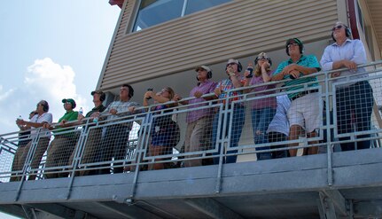 LaSalle County, Illinois, leaders watch a capabilities demonstration at the upgraded Automated Record Fire Range at the Marseilles Training Center in Marseilles, Illinois, July 23. The $4.6 million federally-funded project updated the target systems and expanded the ARF by 10 firing positions.