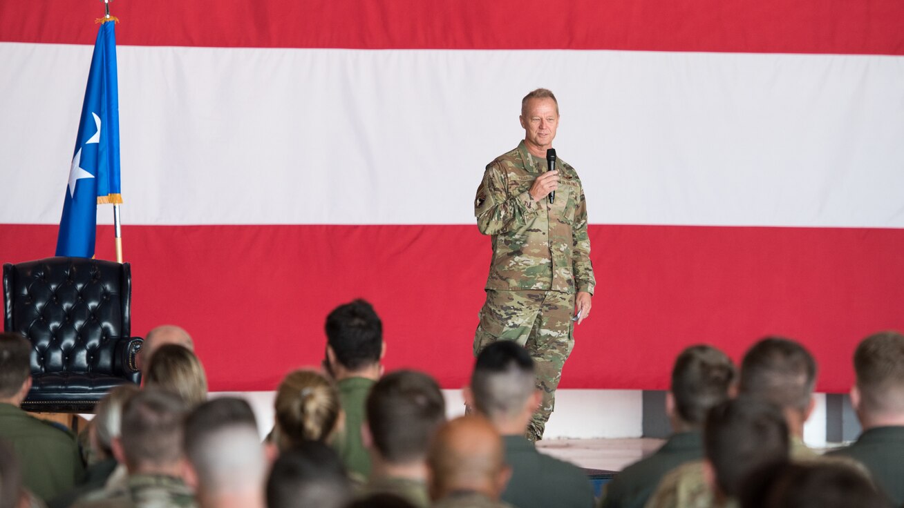 Gen. Kelly speaking at all call.