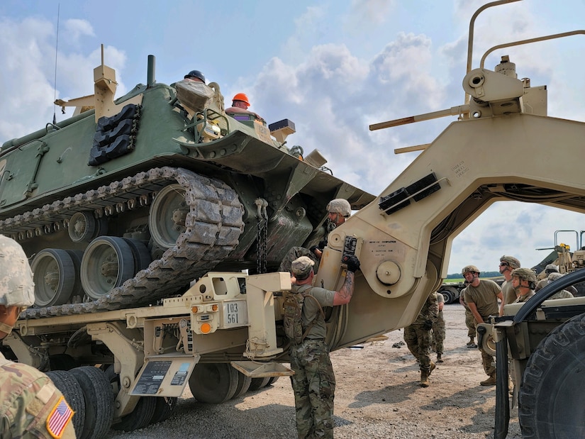 443rd Transportation Company heavy equipment transporter training