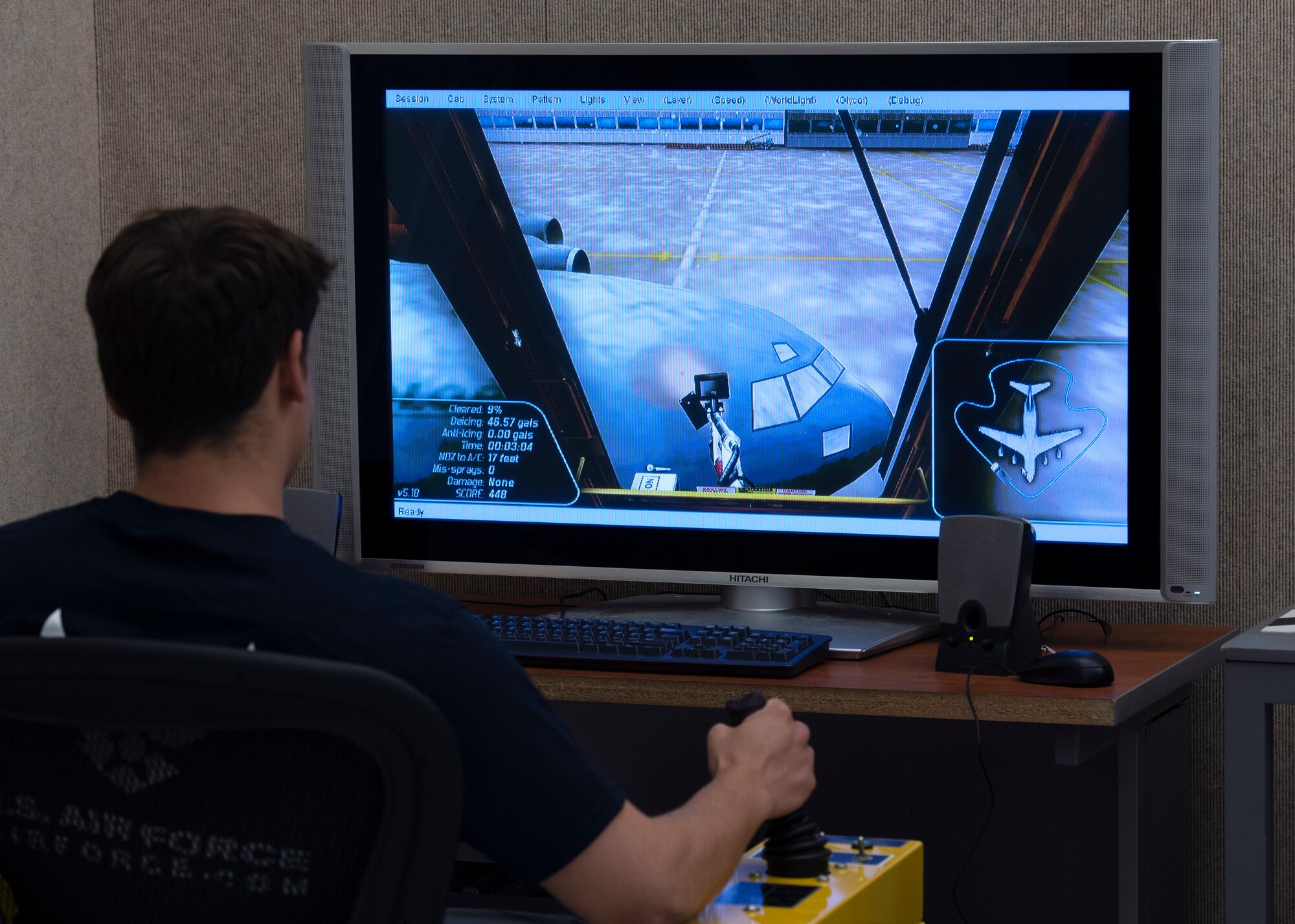 A U.S. Air Force recruit in the 361st Recruiting Squadron Delayed Entry Program participates in virtual reality training at the 373rd Training Squadron at Joint Base Lewis-McChord, Washington, July 23, 2021. The future Airmen and their recruiters visited JBLM to tour different squadrons, a C-17 Globemaster III static display and take the oath of enlistment onboard a C-17. (U.S. Air Force photo by Senior Airman Zoe Thacker)