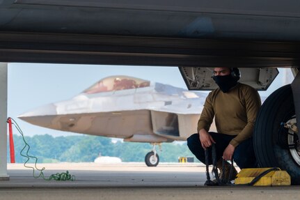 Airman readies to pull chalks at Joint Base Langley-Eustis, Virginia, July 21, 2021.