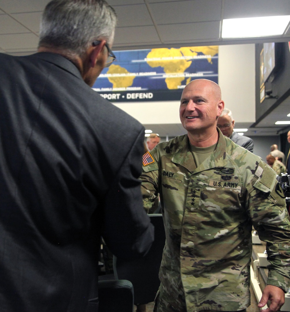 Gen. Edward Daly (right), commanding general, Army Materiel Command