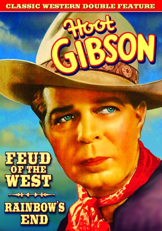 A large poster advertises two cowboy movies.